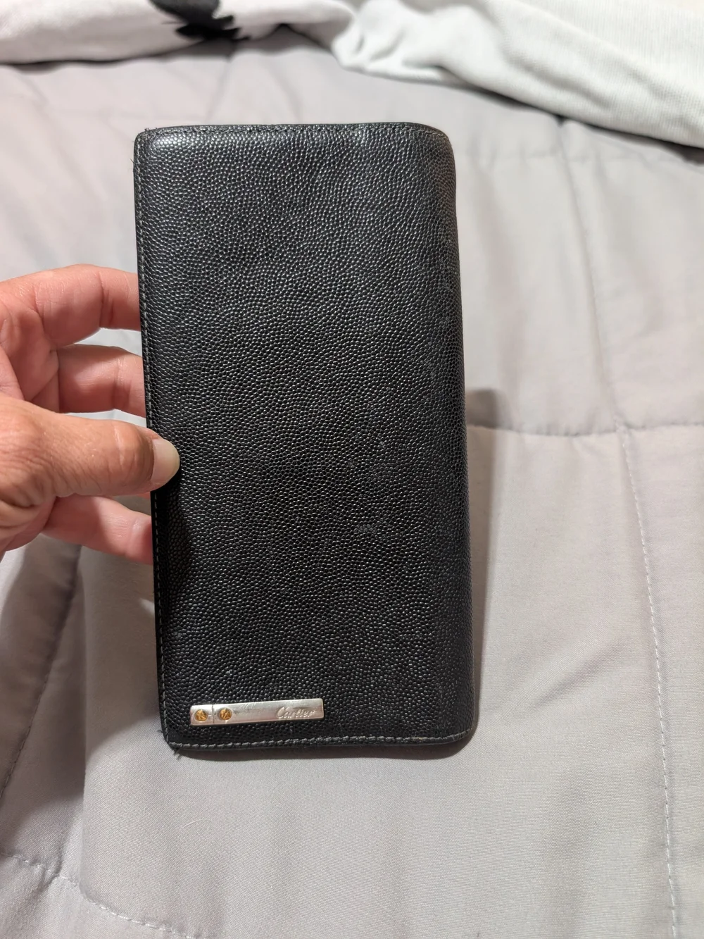 Vintage Cartier Black Men's Leather Pocket Secretary Wallet